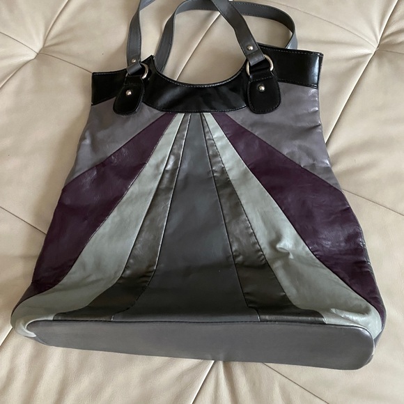 Colorblock handbag - Dark/light grey and dark/light violet - Picture 5 of 5